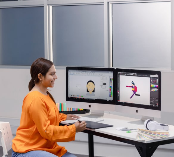 Domina programas y herramientas especializadas en el rubro: Suite Adobe, impresoras 3D, entre otros.